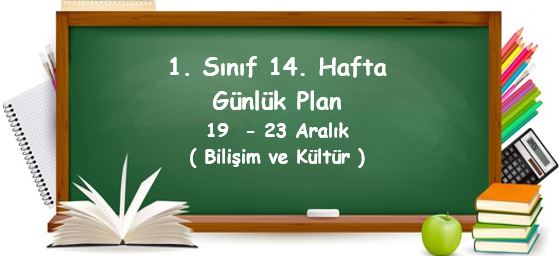 2022-2023 Eğitim Öğretim Yılı 1. Sınıf 14. Hafta Günlük Planlar